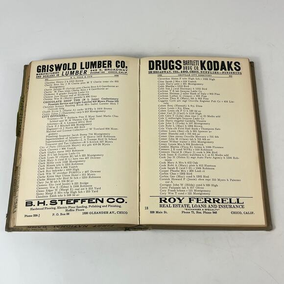 1926 CA Chico Oroville City Directory POOR Ancestry Genealogy Reference Antique - Picture 16 of 16